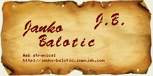 Janko Balotić vizit kartica
